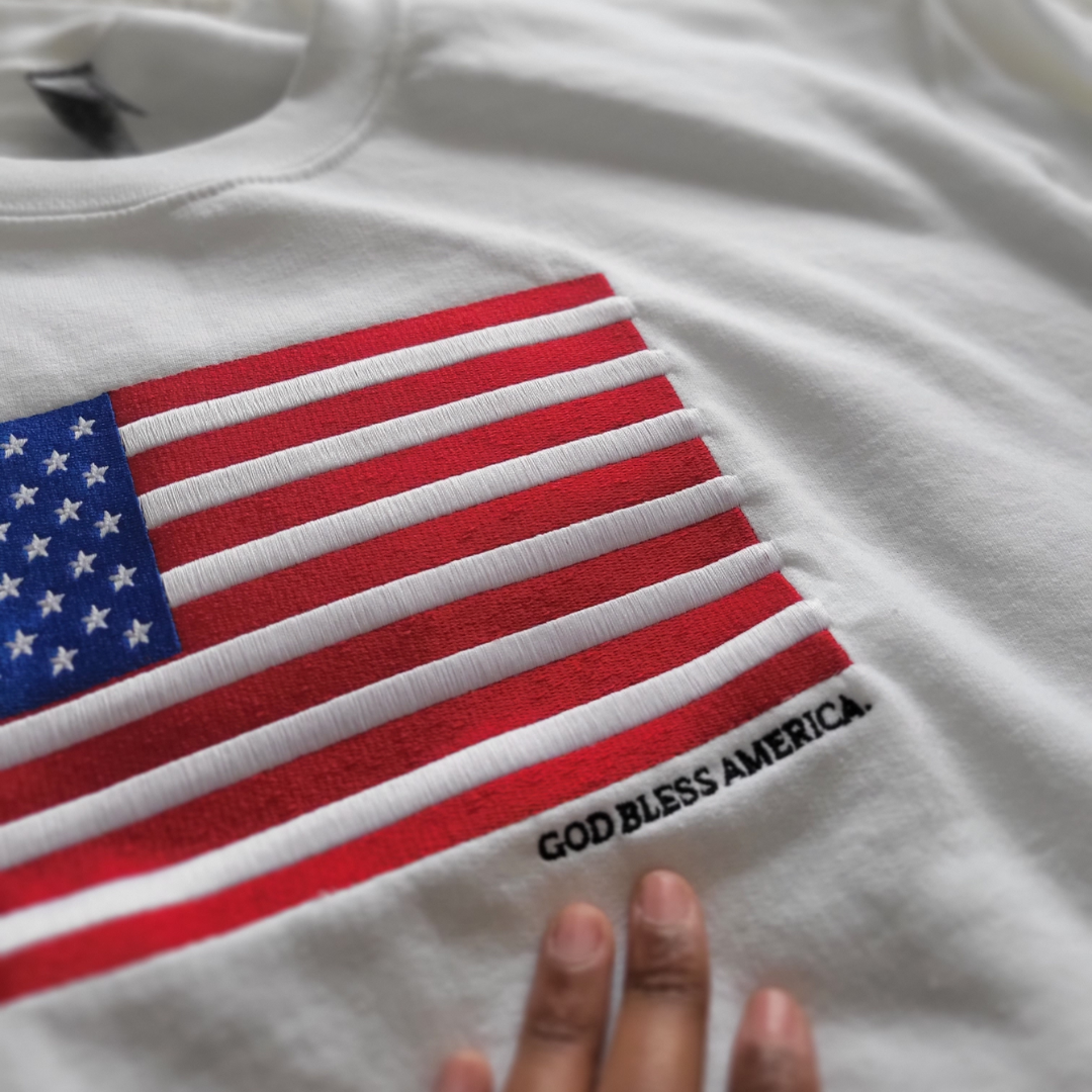 God Bless America Embroidered Crewneck