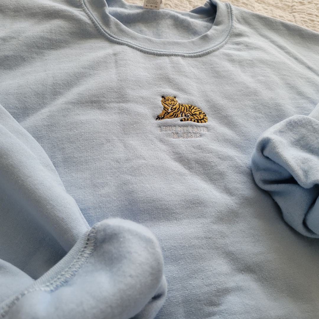 I Put My Faith In Jesus Embroidered Christian Crewneck