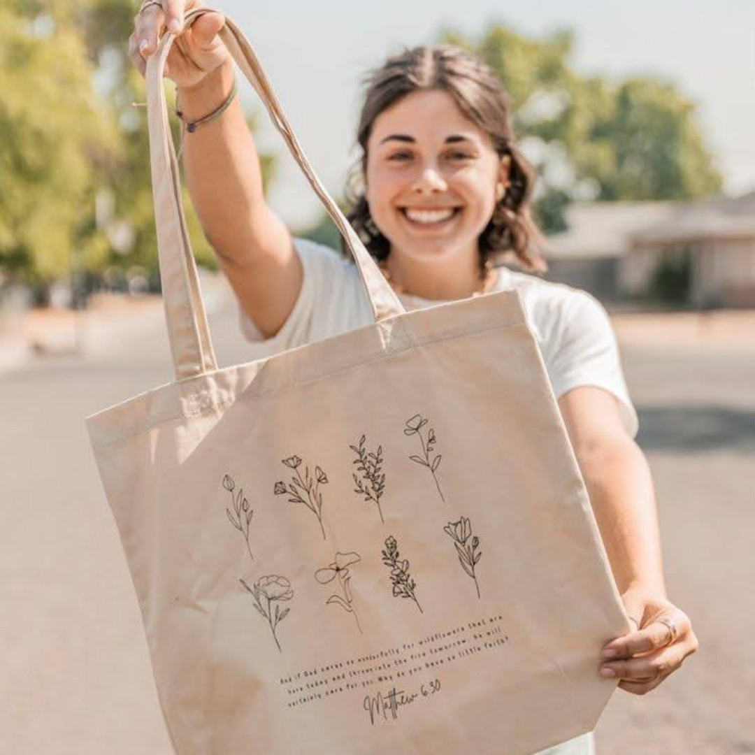 Wildflower Christian Tote Bag