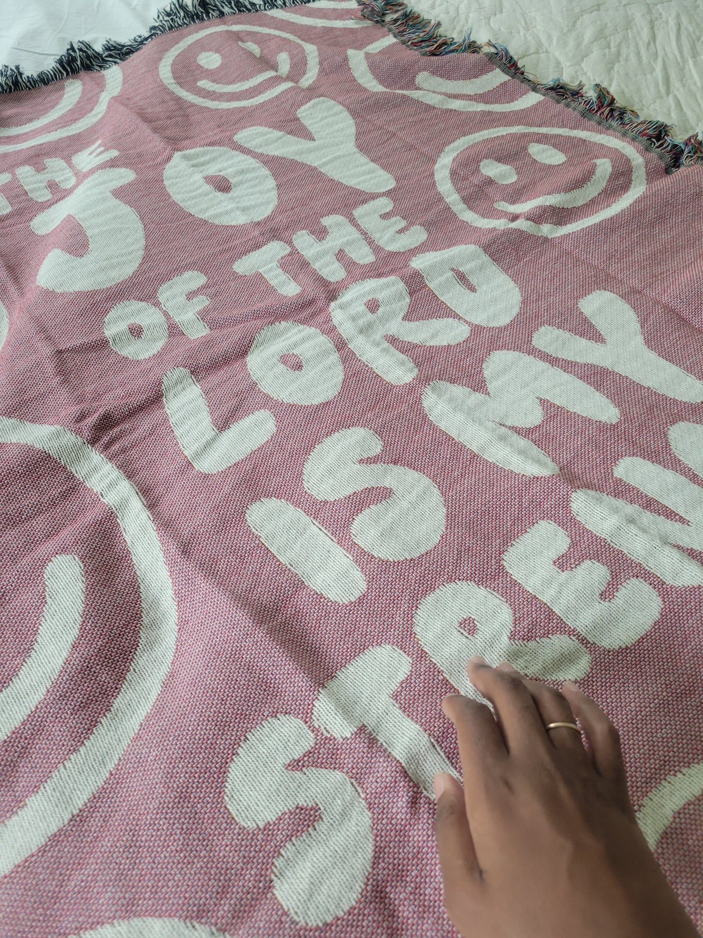 Joy Of The Lord Red Woven Blanket