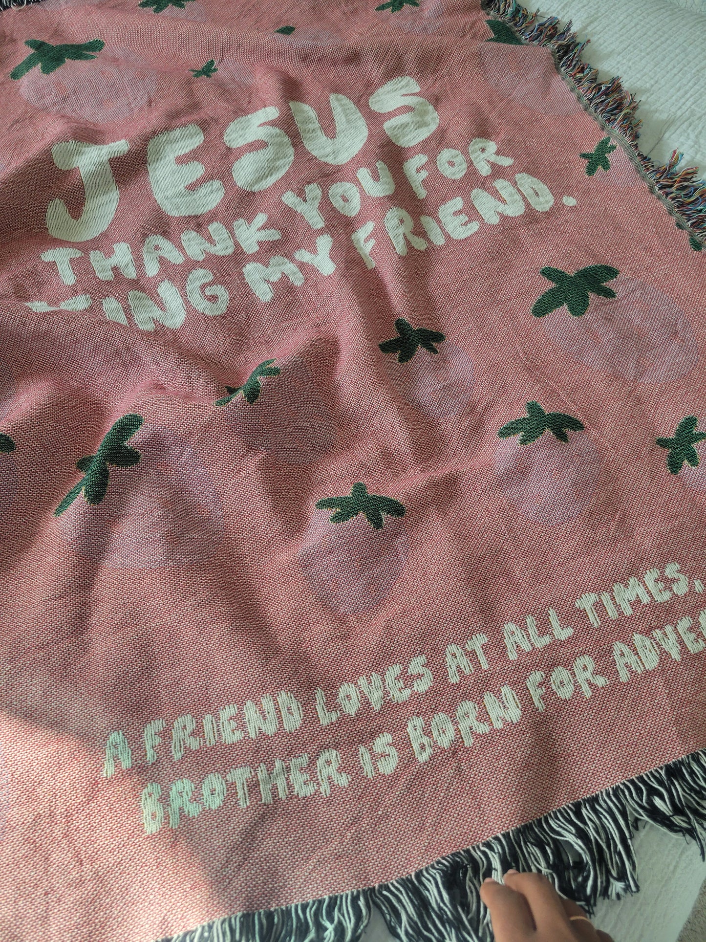 Jesus, Thank You For Being My Friend (Proverbs 17:17) Christian Monochromatic Woven Blanket