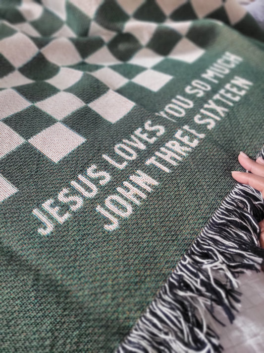 Jesus Loves You Woven Blanket