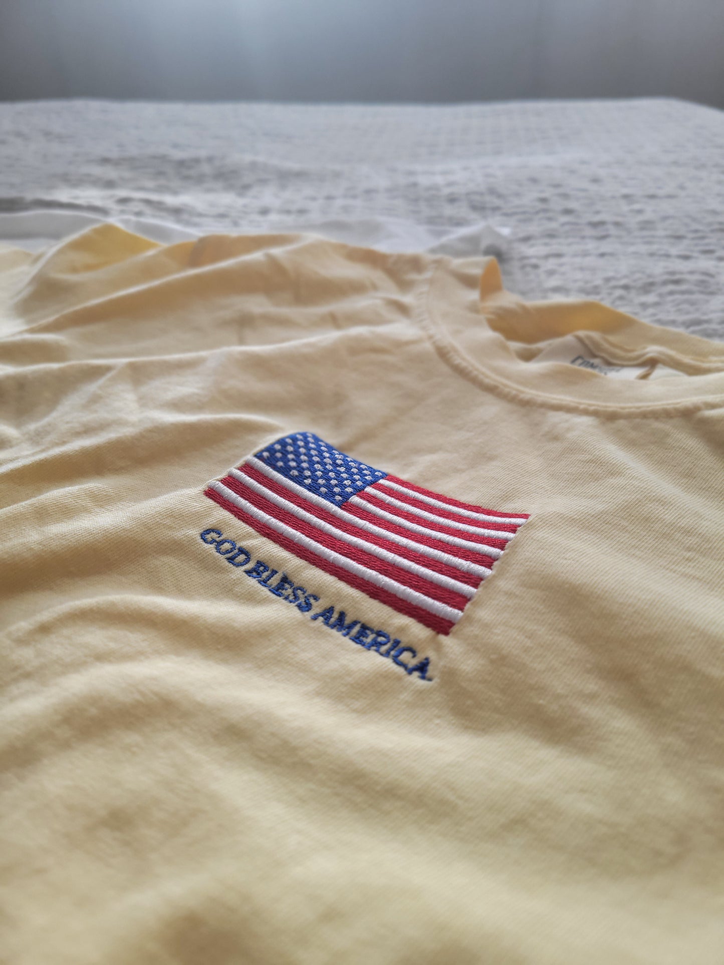 God Bless America Embroidered Comfort Colors Shirt