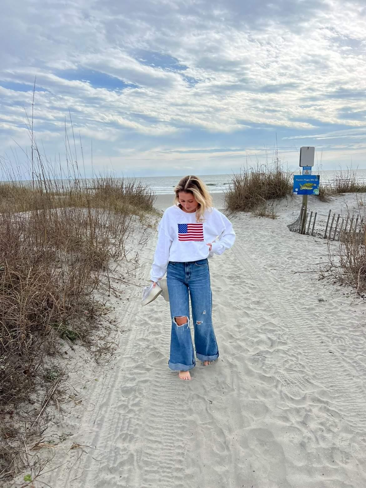 God Bless America Embroidered Crewneck